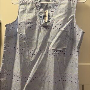 Light Blue Sleeveless Top with Multicolor Dots